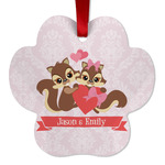 Chipmunk Couple Metal Paw Ornament - Double Sided w/ Couple's Names