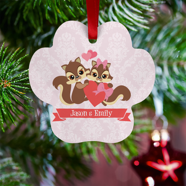 Chipmunk Couple Metal Paw Ornament - Lifestyle