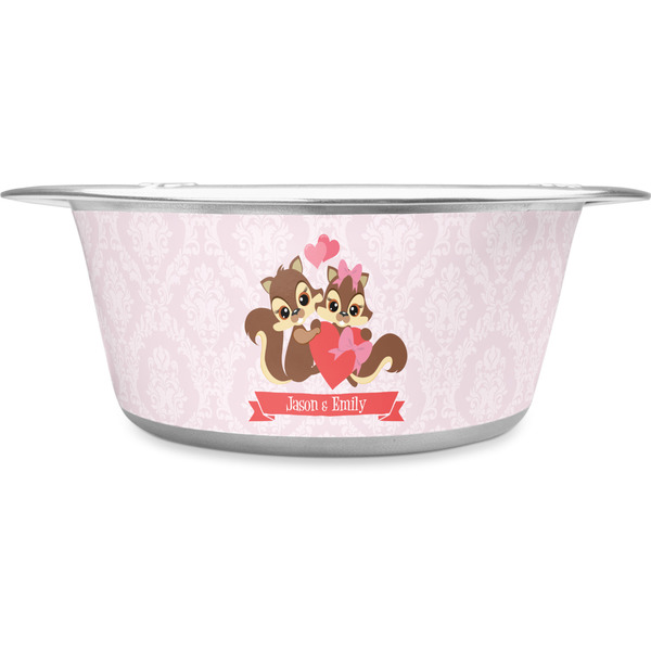 Custom Chipmunk Couple Stainless Steel Dog Bowl (Personalized)