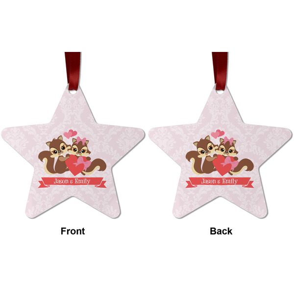 Chipmunk Couple Metal Star Ornament - Front and Back