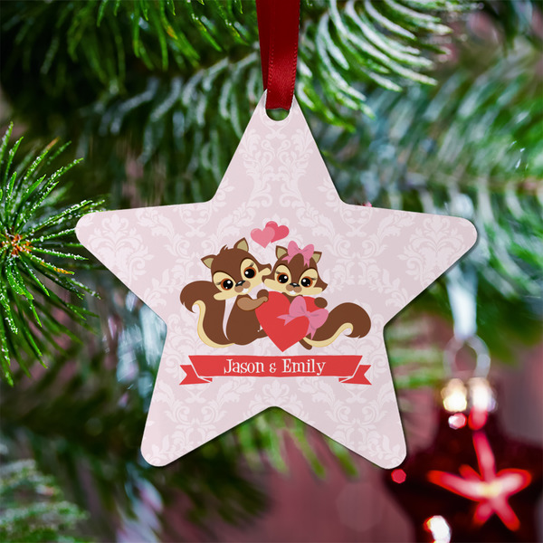 Chipmunk Couple Metal Star Ornament - Lifestyle
