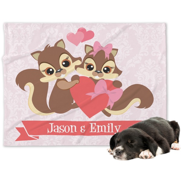 Custom Chipmunk Couple Dog Blanket - Large (Personalized)