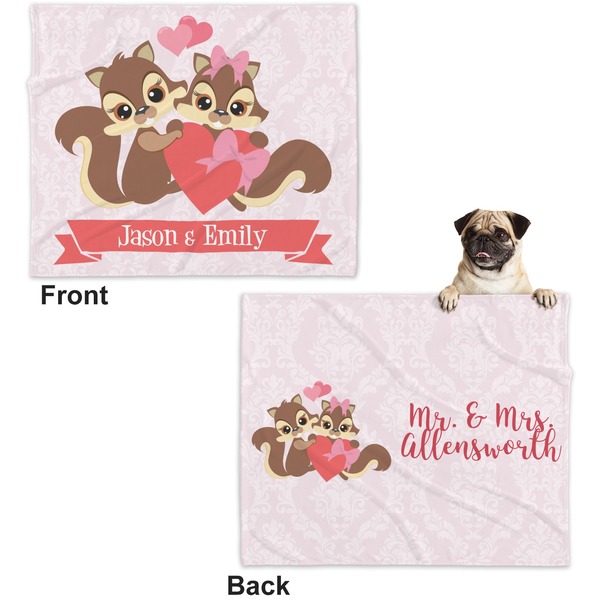 Chipmunk Couple Microfleece Dog Blanket - Large- Front & Back