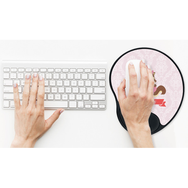 Chipmunk Couple Mouse Pad with Wrist Rest - LIFESYTLE 2 (in use)