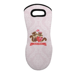 Chipmunk Couple Neoprene Oven Mitt - Single w/ Couple's Names