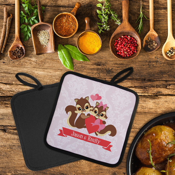 Chipmunk Couple Neoprene Pot Holder - Set of 2  LIFESTYLE (Flatlay)