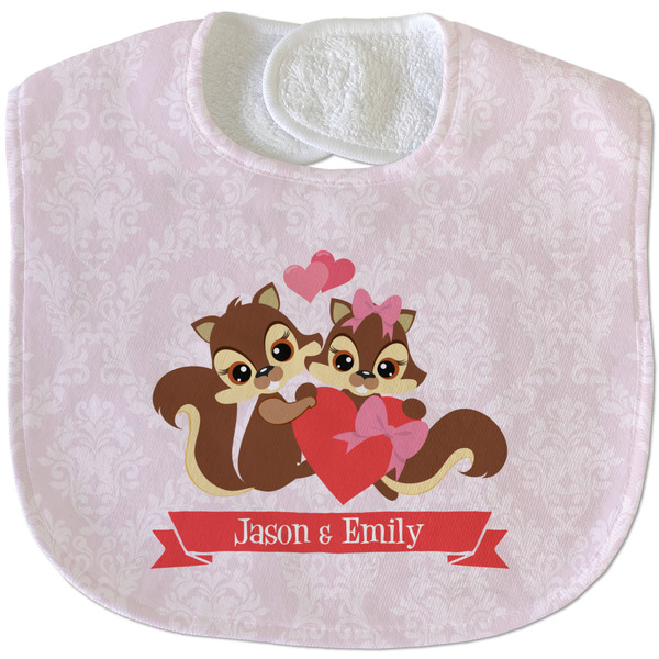 Custom Chipmunk Couple Velour Baby Bib w/ Couple's Names