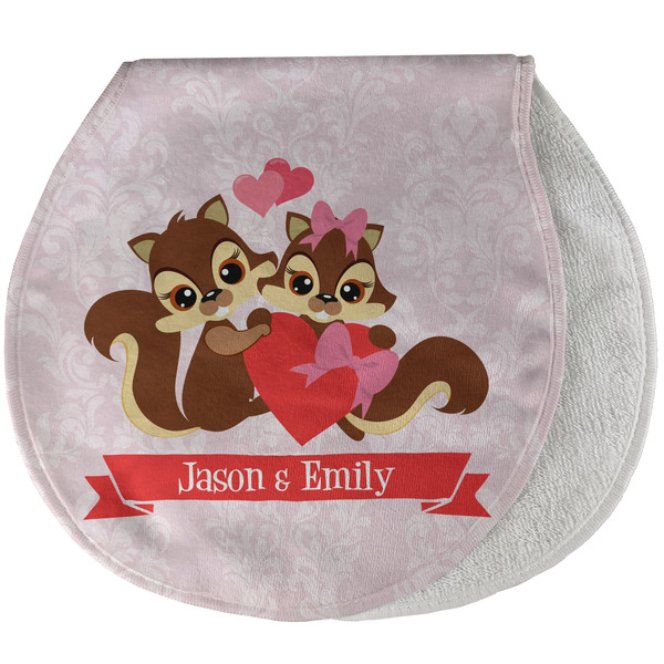 Custom Chipmunk Couple Burp Pad - Velour w/ Couple's Names