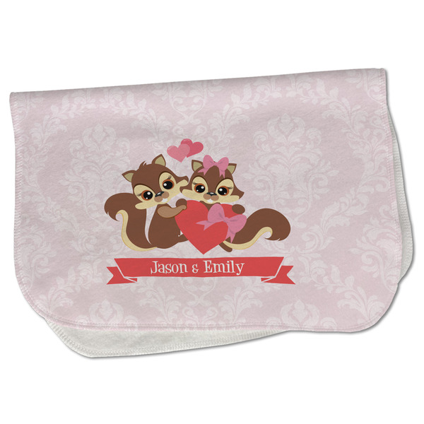 Custom Chipmunk Couple Burp Cloth - Fleece w/ Couple's Names