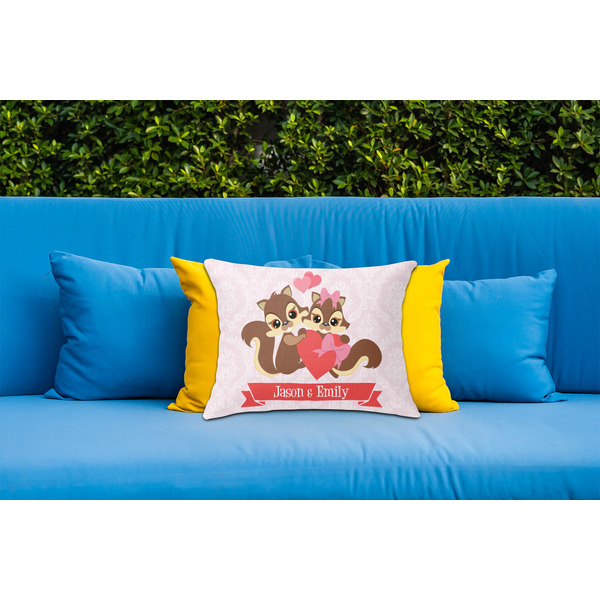 Chipmunk Couple Outdoor Throw Pillow  - LIFESTYLE (Rectangular - 20x14)