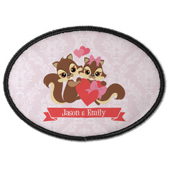 Chipmunk Couple Iron On Oval Patch w/ Couple's Names