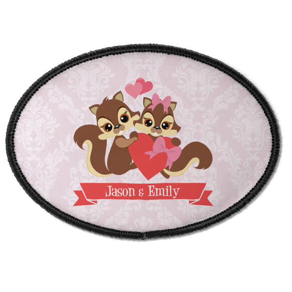 Custom Chipmunk Couple Iron On Oval Patch w/ Couple's Names
