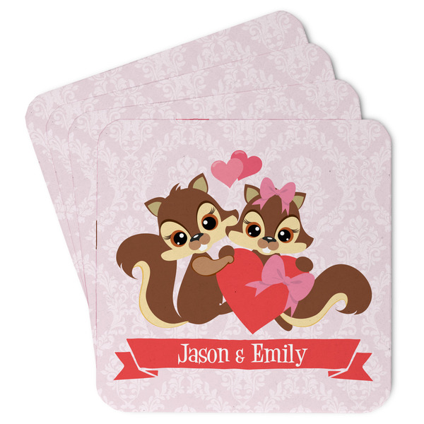 Custom Chipmunk Couple Paper Coasters (Personalized)