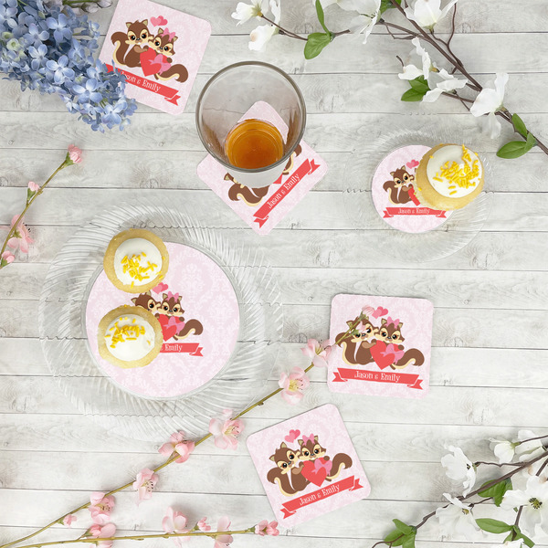 Chipmunk Couple Paper Coasters - In Context