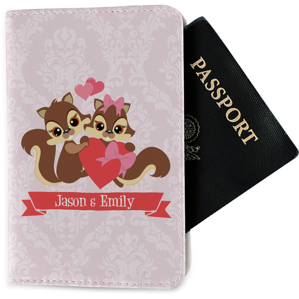 Custom Chipmunk Couple Passport Holder - Fabric w/ Couple's Names