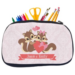 Chipmunk Couple Neoprene Pencil Case - Medium w/ Couple's Names