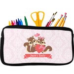 Chipmunk Couple Neoprene Pencil Case - Small w/ Couple's Names