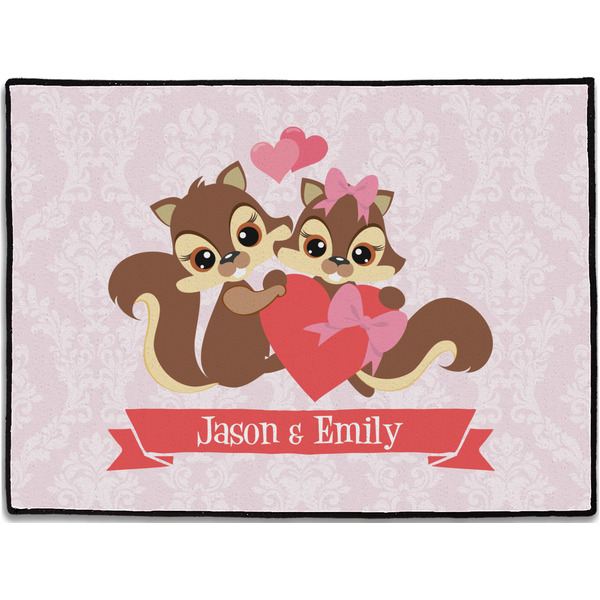 Custom Chipmunk Couple Door Mat - 24"x18" (Personalized)
