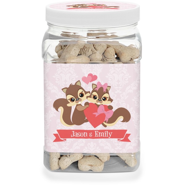 Custom Chipmunk Couple Dog Treat Jar (Personalized)