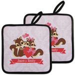 Chipmunk Couple Pot Holders - Set of 2 w/ Couple's Names