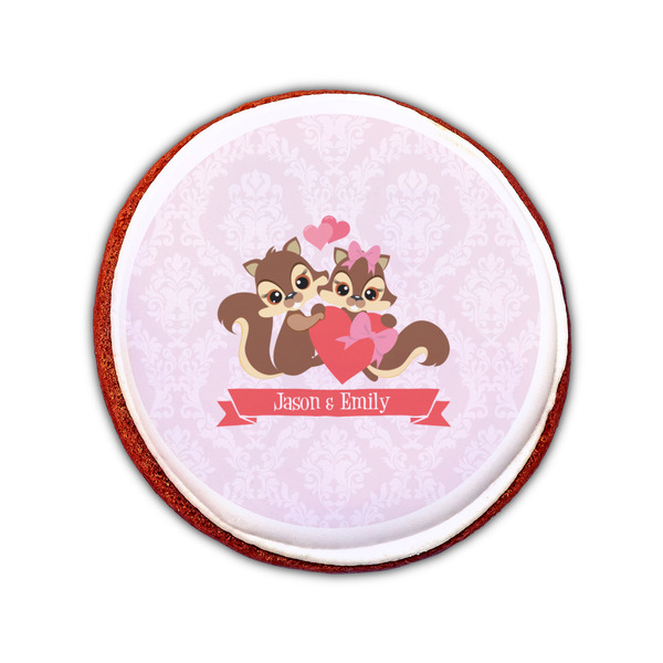 Chipmunk Couple Printed Icing Circle - Small - On Cookie