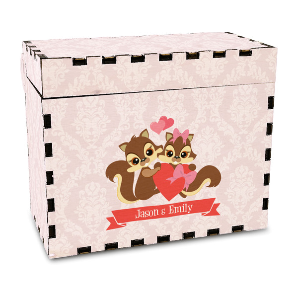 Custom Chipmunk Couple Wood Recipe Box - Full Color Print (Personalized)