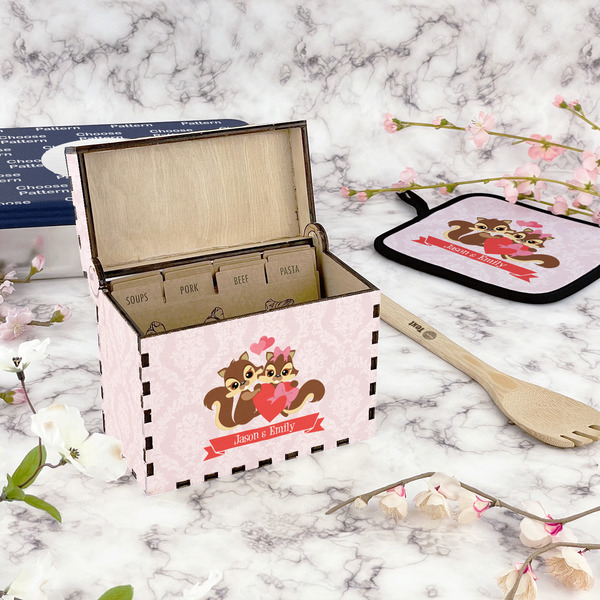 Chipmunk Couple Recipe Box - Full Color - In Context