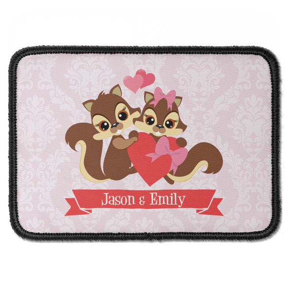 Custom Chipmunk Couple Iron On Rectangle Patch w/ Couple's Names