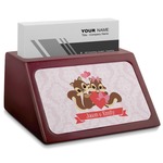 Chipmunk Couple Red Mahogany Business Card Holder (Personalized)