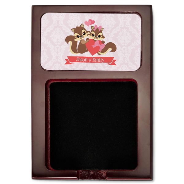 Chipmunk Couple Red Mahogany Sticky Note Holder - Flat