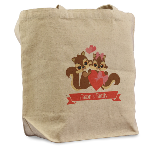 Custom Chipmunk Couple Reusable Cotton Grocery Bag (Personalized)