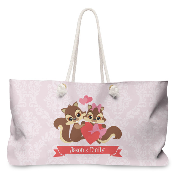 Custom Chipmunk Couple Large Tote Bag with Rope Handles (Personalized)