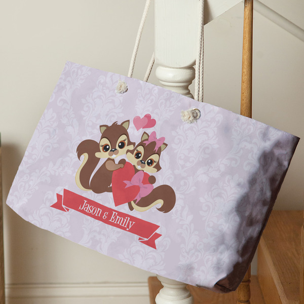 Chipmunk Couple Large Rope Tote - Life Style