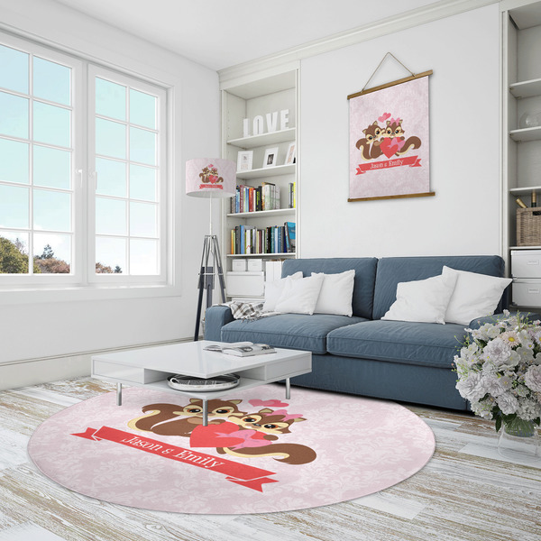 Chipmunk Couple Round Area Rug - IN CONTEXT