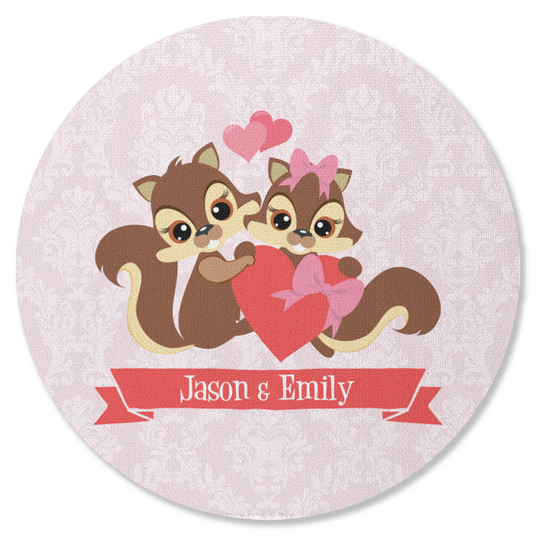 Chipmunk Couple Round Coaster Rubber Back - Single