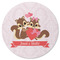 Chipmunk Couple Round Rubber Backed Coaster (Personalized)