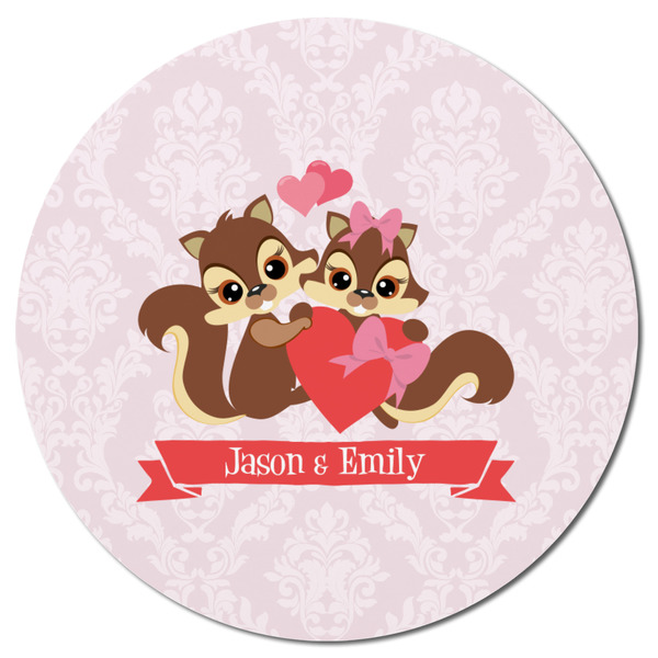 Chipmunk Couple Round Fridge Magnet - FRONT