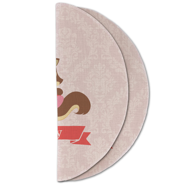 Chipmunk Couple Round Linen Placemats - HALF FOLDED (double sided)