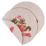 Chipmunk Couple Round Linen Placemat - Double Sided (Personalized)
