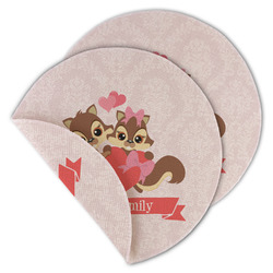 Chipmunk Couple Round Linen Placemat - Double Sided - Set of 4 (Personalized)