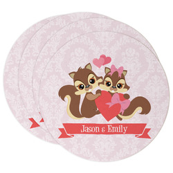 Chipmunk Couple Round Paper Coasters w/ Couple's Names