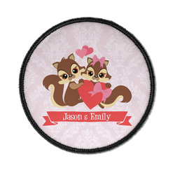Chipmunk Couple Iron On Round Patch w/ Couple's Names