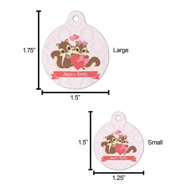 Chipmunk Couple Round Pet ID Tag - Large - Comparison Scale
