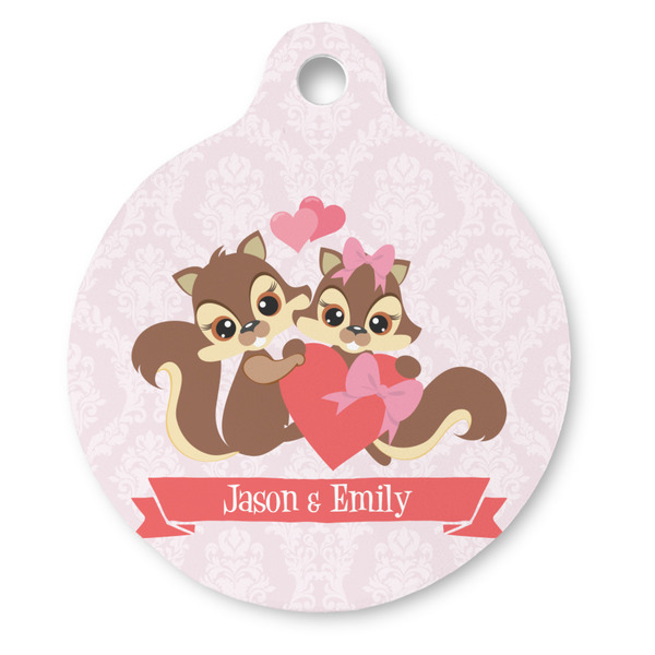 Custom Chipmunk Couple Round Pet ID Tag (Personalized)