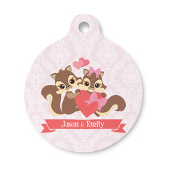 Chipmunk Couple Round Pet ID Tag (Personalized)