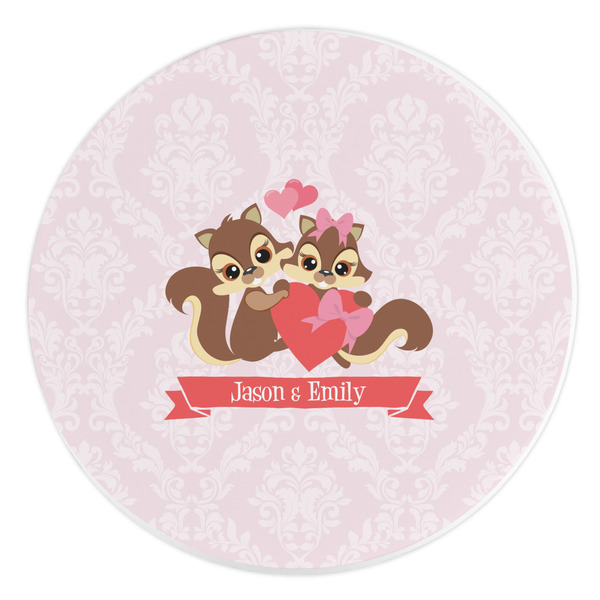 Custom Chipmunk Couple Round Stone Trivet (Personalized)
