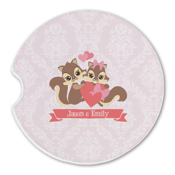 Custom Chipmunk Couple Sandstone Car Coaster - Single (Personalized)