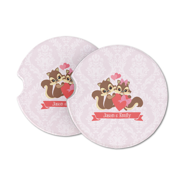 Custom Chipmunk Couple Sandstone Car Coasters - Set of 2 (Personalized)