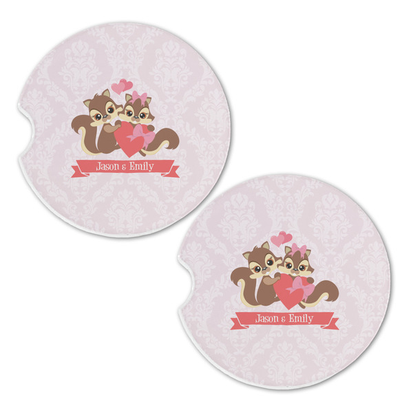 Chipmunk Couple Sandstone Car Coasters - Set of 2
