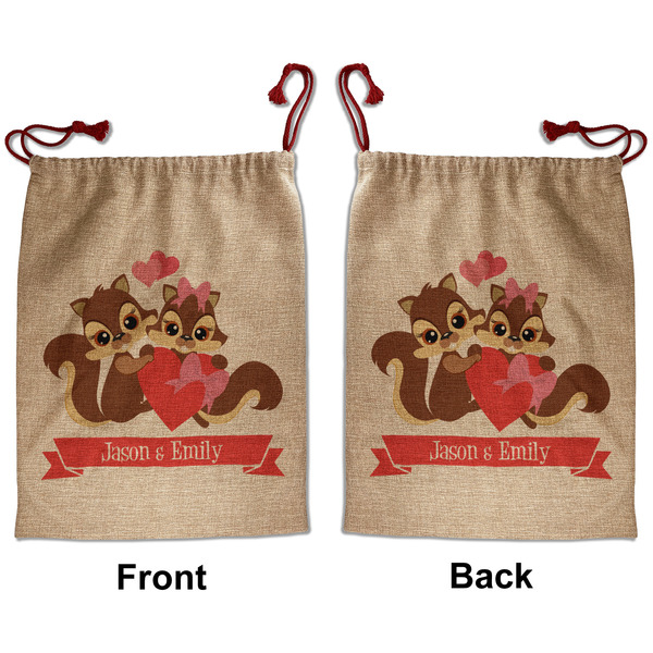 Custom Chipmunk Couple Santa Sack - Front & Back (Personalized)